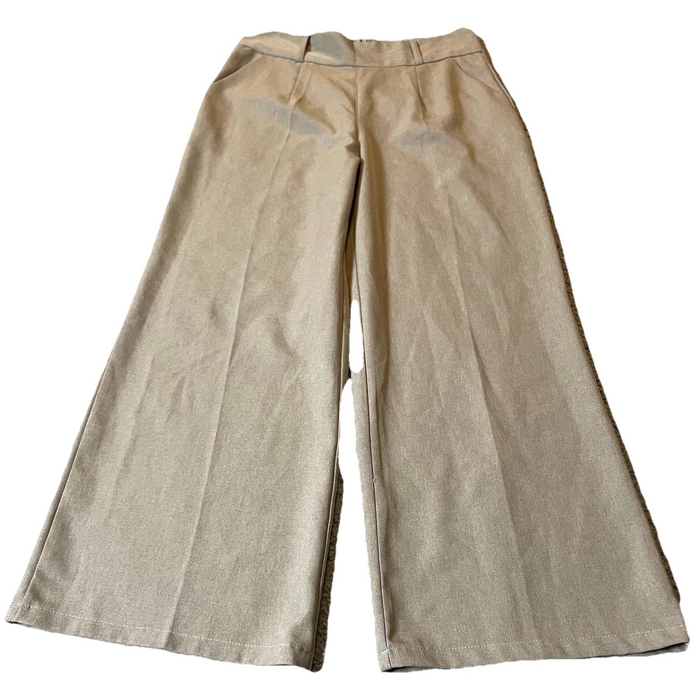 Wide Leg Dress Pants Sz M Beige Ultra High Rise Career Party Classic